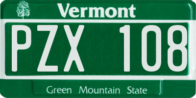 VT license plate PZX108