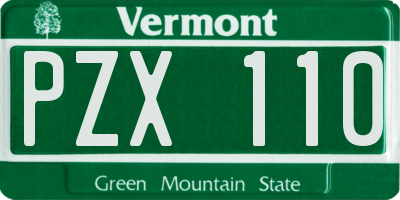 VT license plate PZX110