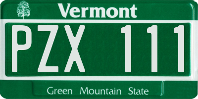 VT license plate PZX111