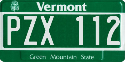 VT license plate PZX112