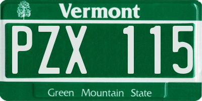 VT license plate PZX115
