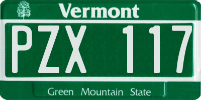 VT license plate PZX117