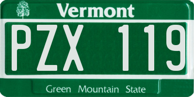 VT license plate PZX119