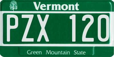 VT license plate PZX120