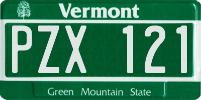 VT license plate PZX121