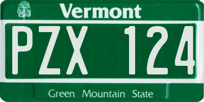 VT license plate PZX124