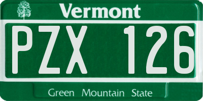 VT license plate PZX126