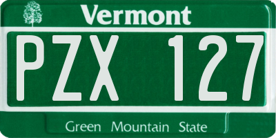 VT license plate PZX127