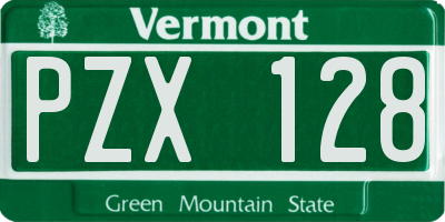 VT license plate PZX128
