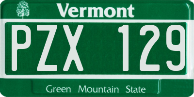 VT license plate PZX129