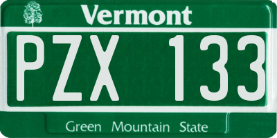 VT license plate PZX133