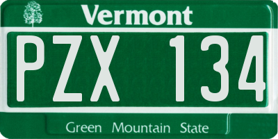VT license plate PZX134