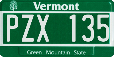 VT license plate PZX135