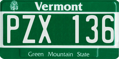 VT license plate PZX136