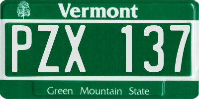 VT license plate PZX137