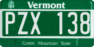VT license plate PZX138