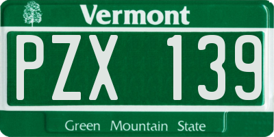 VT license plate PZX139