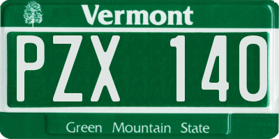 VT license plate PZX140