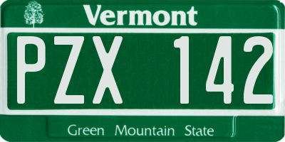 VT license plate PZX142