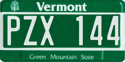 VT license plate PZX144