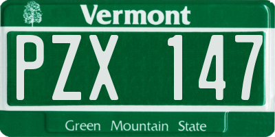 VT license plate PZX147