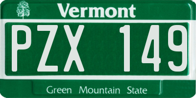 VT license plate PZX149