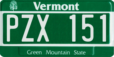 VT license plate PZX151