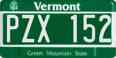 VT license plate PZX152