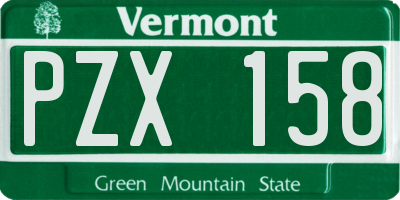 VT license plate PZX158