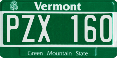 VT license plate PZX160