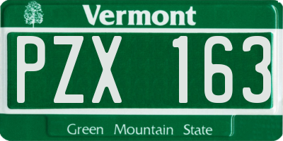 VT license plate PZX163