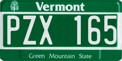 VT license plate PZX165