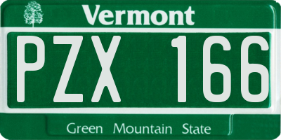 VT license plate PZX166