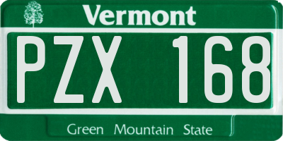 VT license plate PZX168