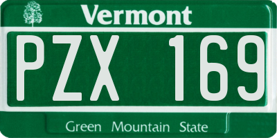 VT license plate PZX169