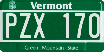 VT license plate PZX170