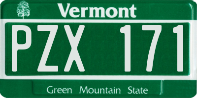 VT license plate PZX171