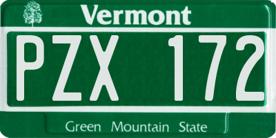 VT license plate PZX172