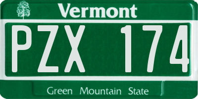 VT license plate PZX174