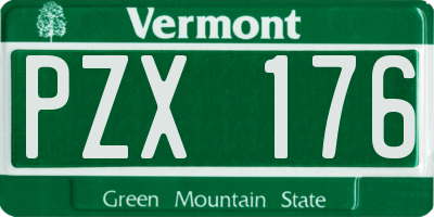 VT license plate PZX176