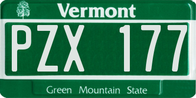 VT license plate PZX177