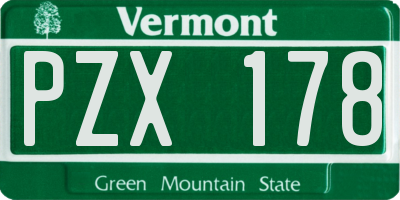 VT license plate PZX178