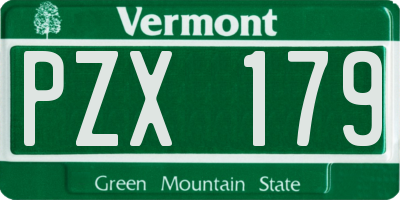 VT license plate PZX179
