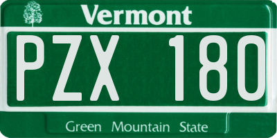 VT license plate PZX180