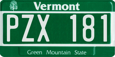 VT license plate PZX181