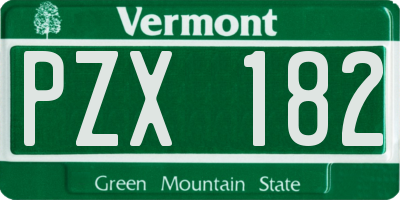 VT license plate PZX182