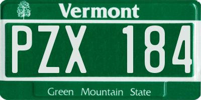 VT license plate PZX184