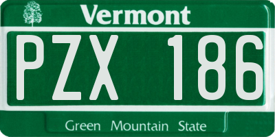 VT license plate PZX186