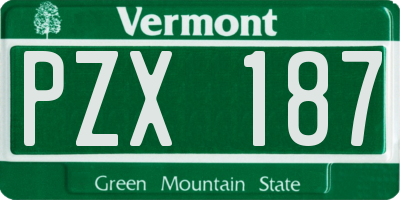 VT license plate PZX187