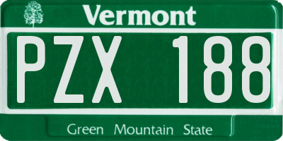 VT license plate PZX188